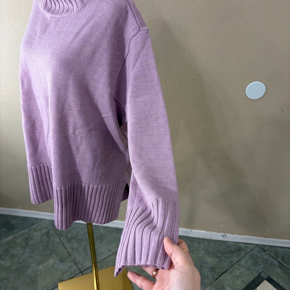 Eileen Fisher Sweater Womens M Pink Italian Merino Wool Relaxed Turtleneck Tunic - Picture 6 of 12